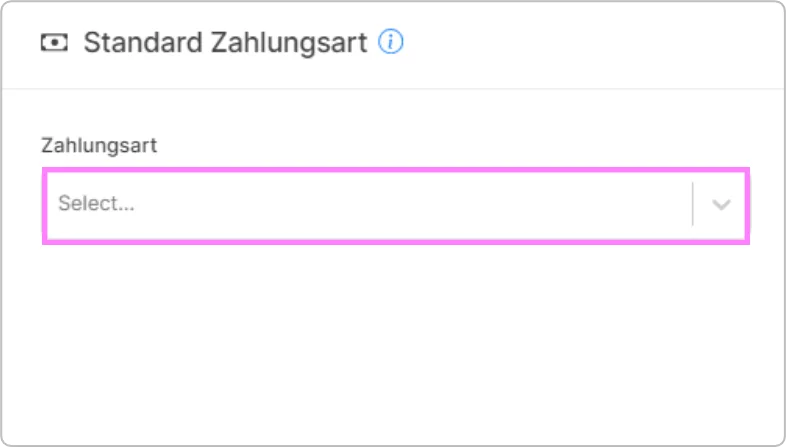 Auswahlfeld zur Festlegung der Standard-Zahlungsart
